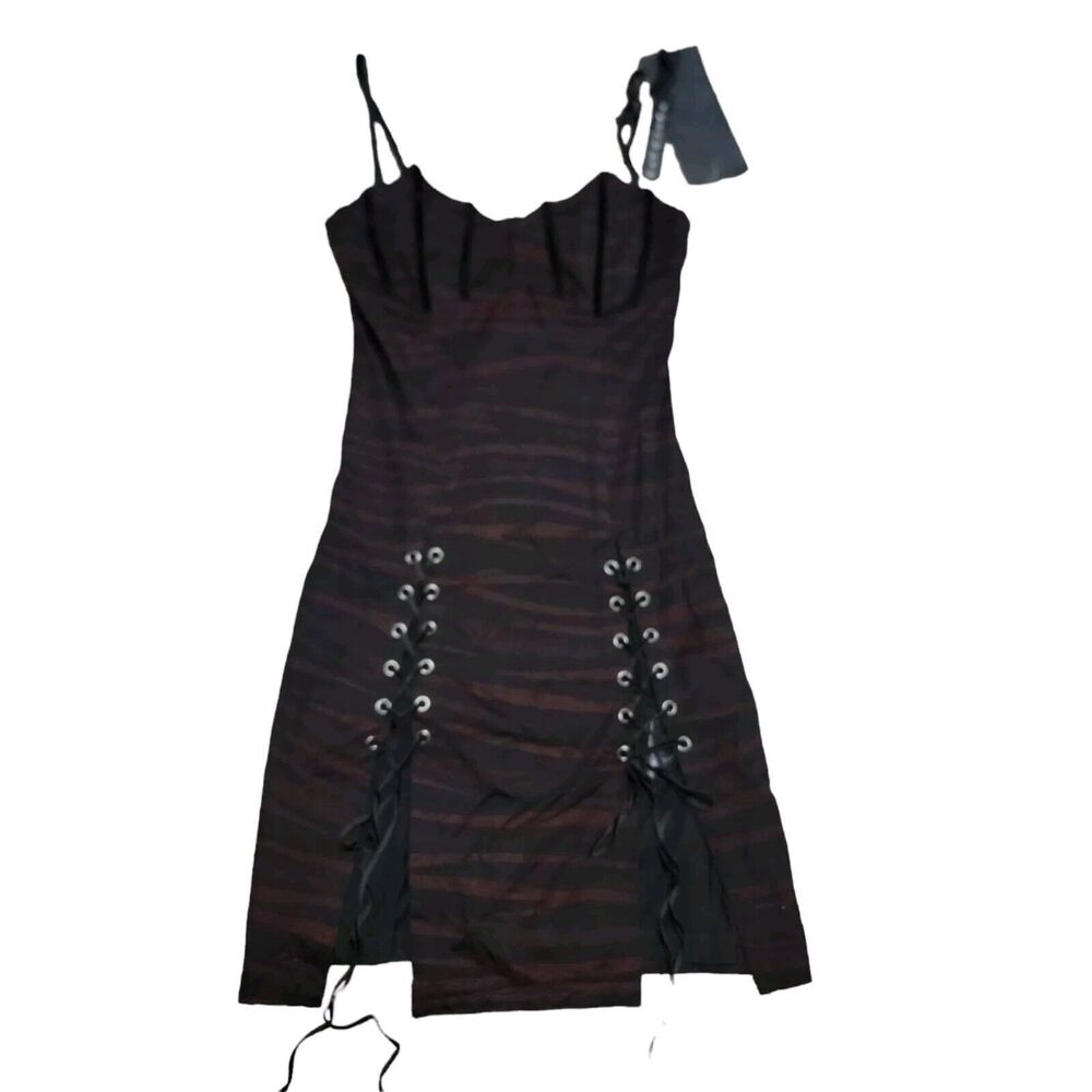 Punk Rave Dress Womans XS-S Black & Red Gothic Bat Wing Slip Dress NWT Punk